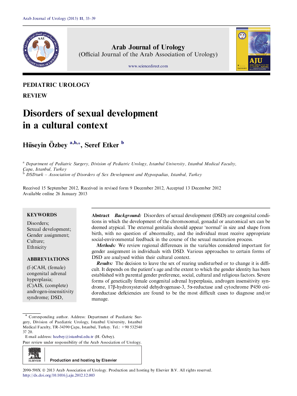 Disorders of sexual development in a cultural context 