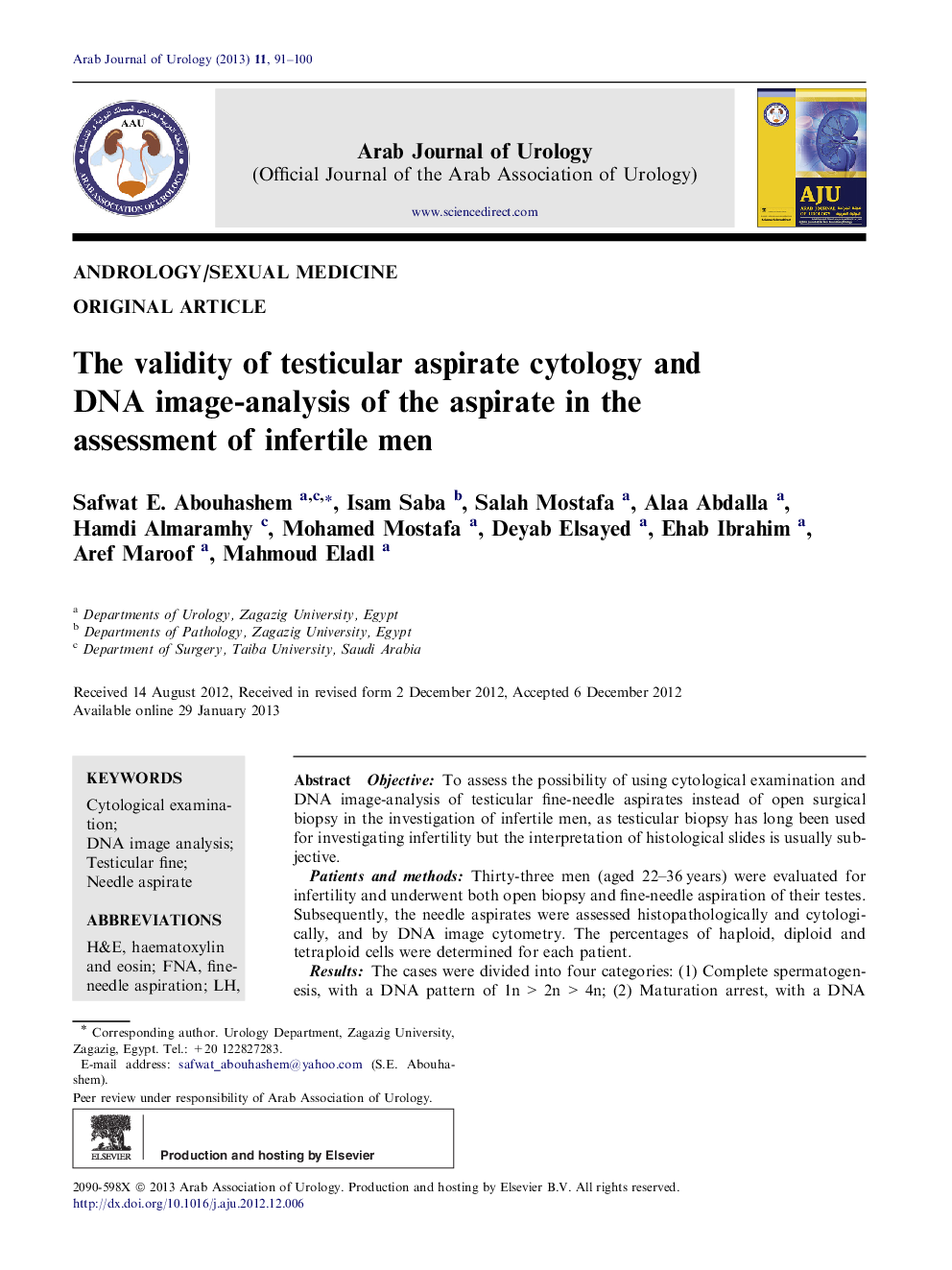 The validity of testicular aspirate cytology and DNA image-analysis of the aspirate in the assessment of infertile men 