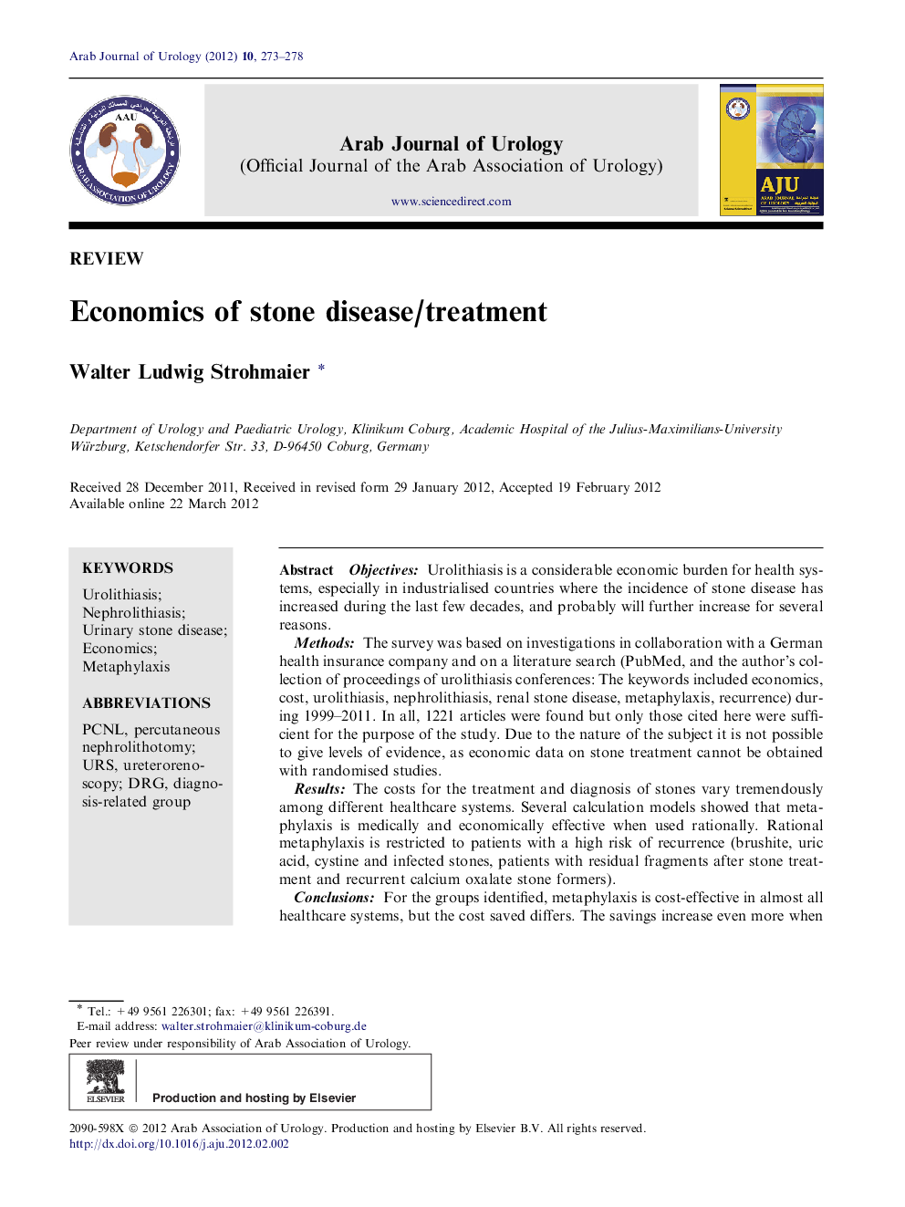 Economics of stone disease/treatment 