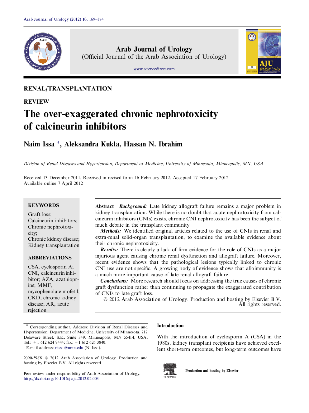 The over-exaggerated chronic nephrotoxicity of calcineurin inhibitors