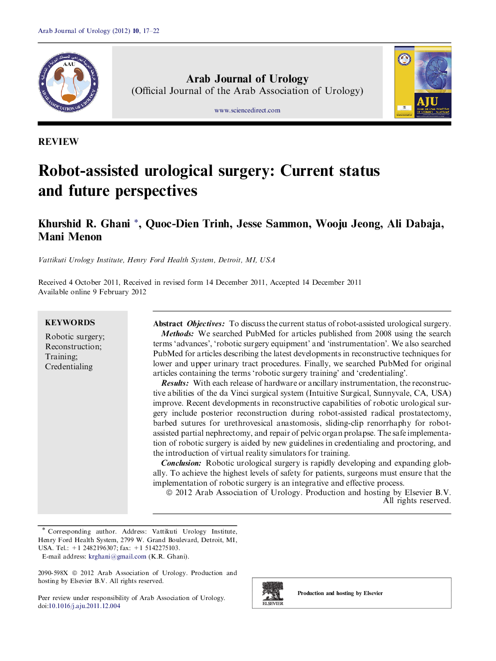 Robot-assisted urological surgery: Current status and future perspectives