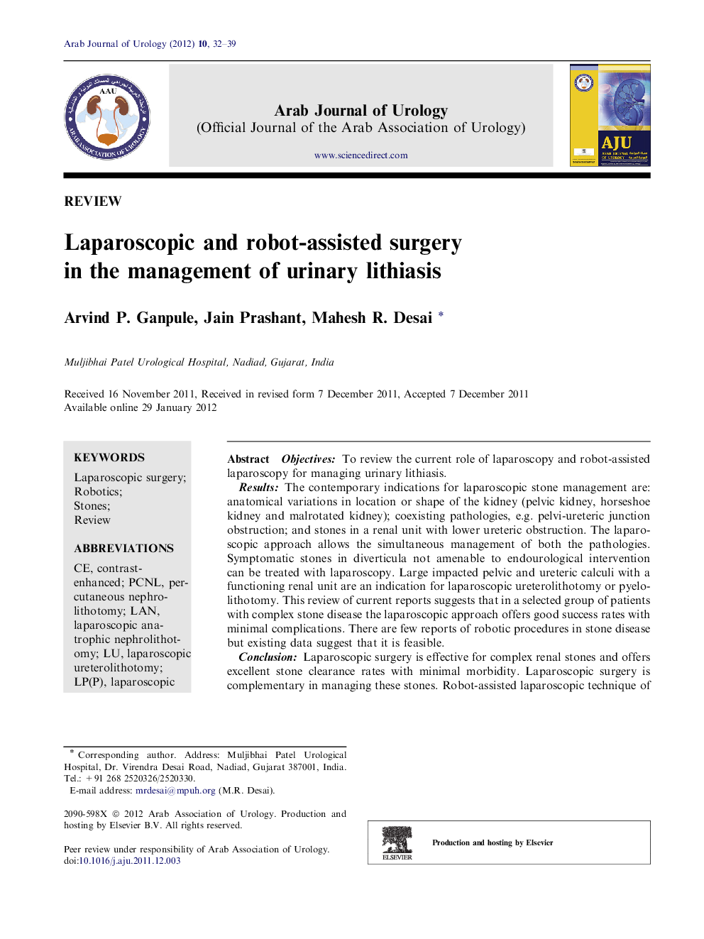 Laparoscopic and robot-assisted surgery in the management of urinary lithiasis