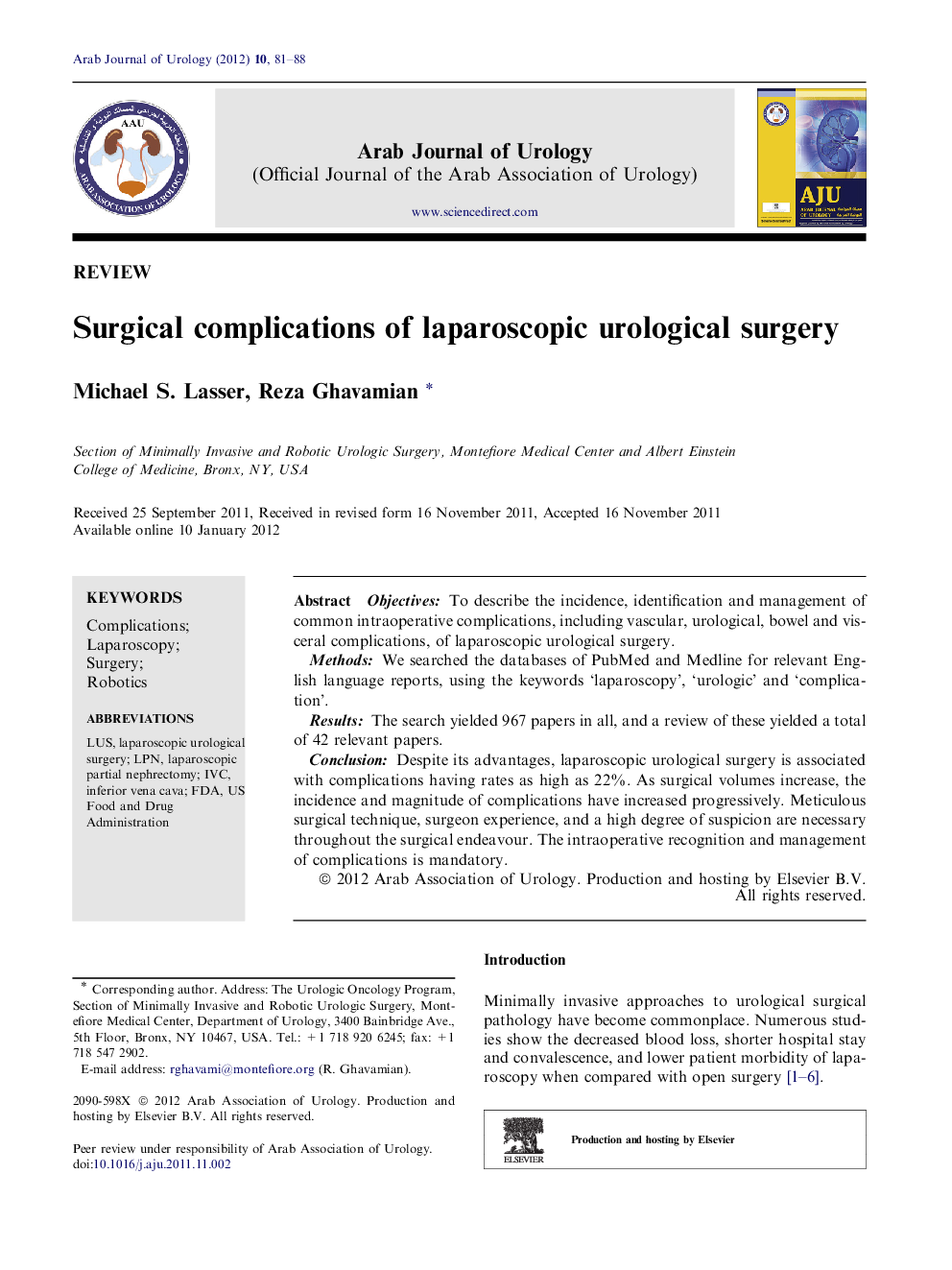 Surgical complications of laparoscopic urological surgery