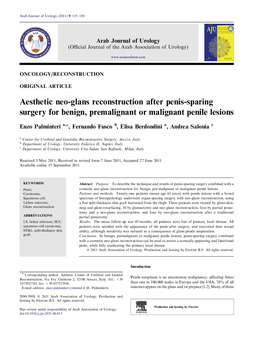 Aesthetic neo-glans reconstruction after penis-sparing surgery for benign, premalignant or malignant penile lesions