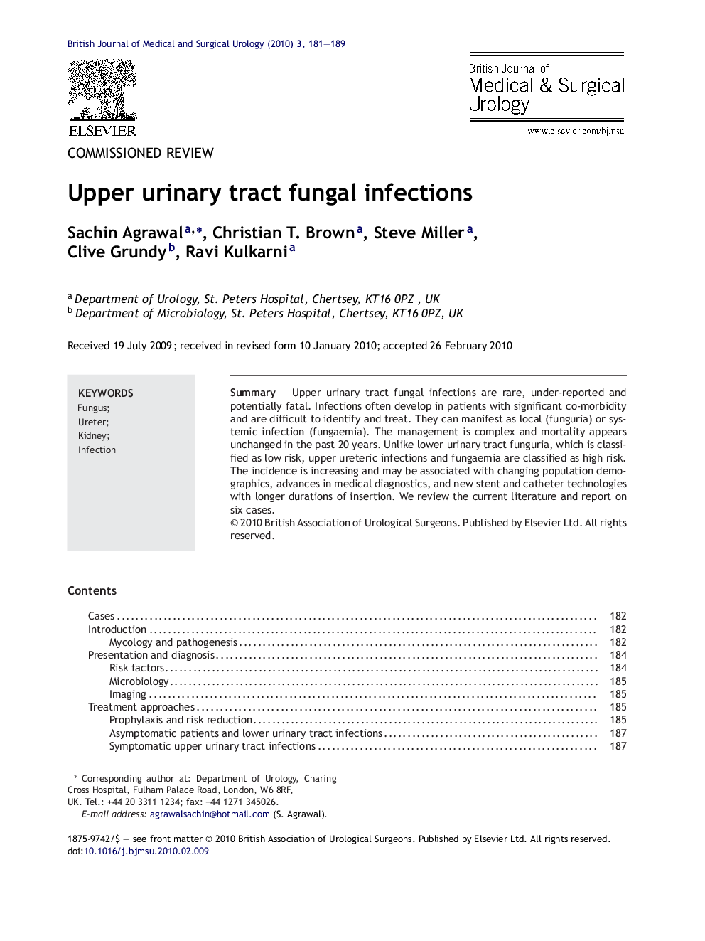 Upper urinary tract fungal infections