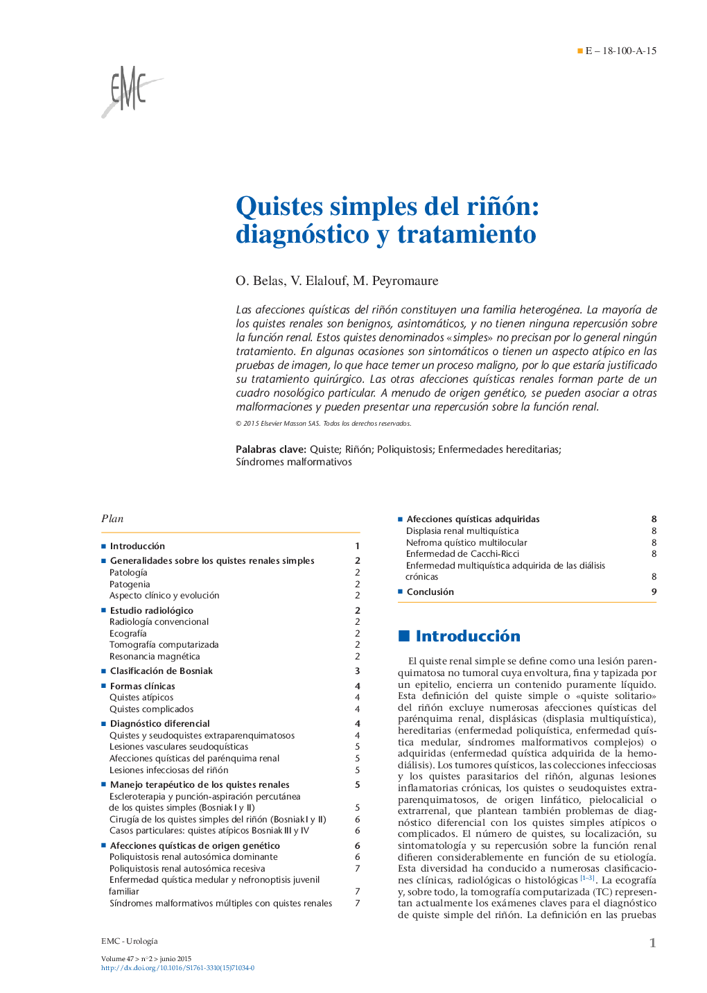 Quistes simples del riñón: diagnóstico y tratamiento