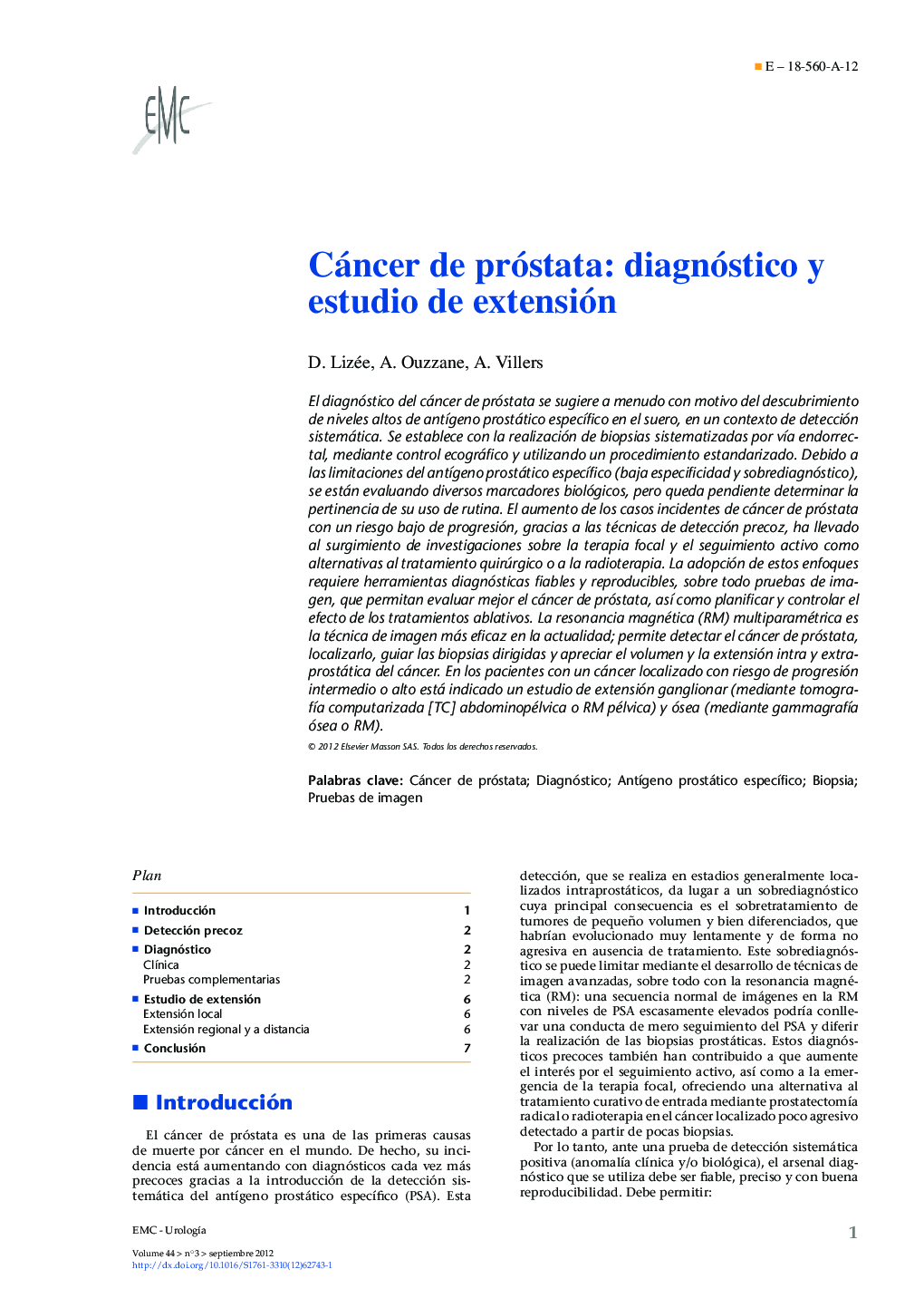 Cáncer de próstata: diagnóstico y estudio de extensión
