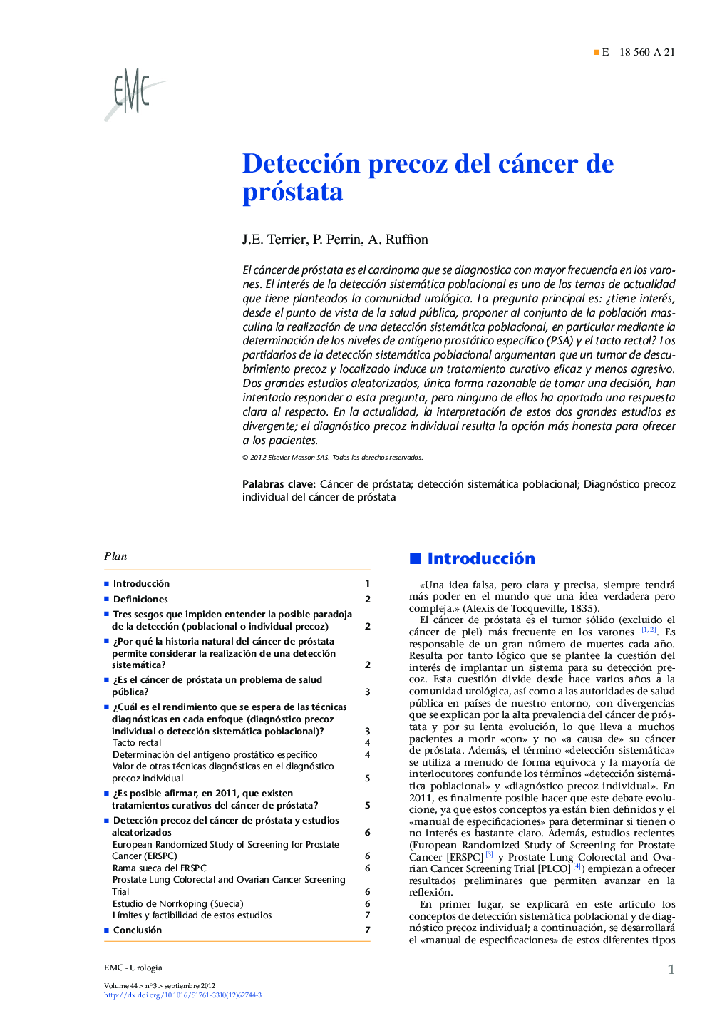 Detección precoz del cáncer de próstata