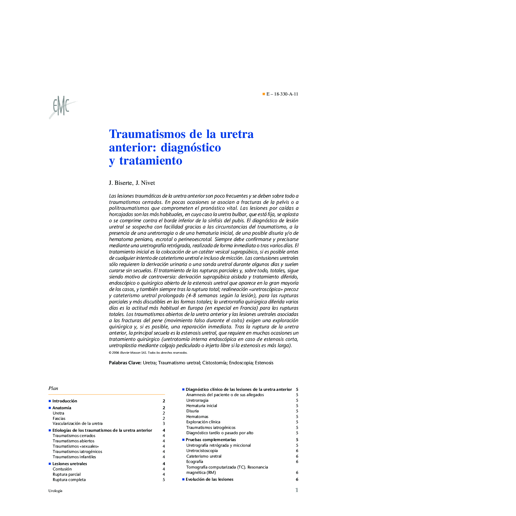 عکس صفحه اول مقاله: Traumatismos de la uretra anterior: diagnóstico y tratamiento Traumatismos de la uretra anterior: diagnóstico y tratamiento