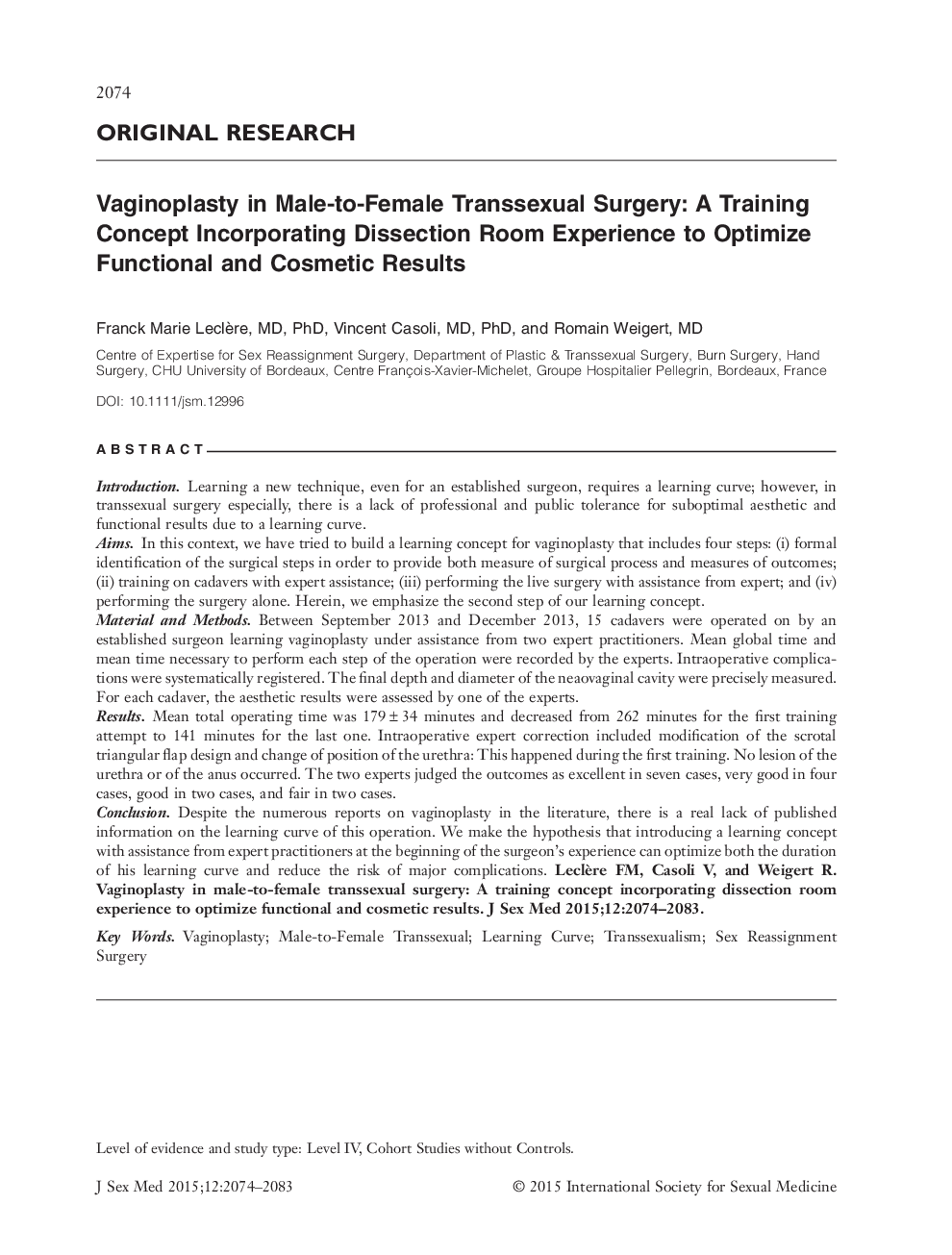 واژینوپلاستی در جراحی ترانس سکس زنانه و زنانه: یک مفهوم آموزشی حاوی تجربه محوطه اتاق برای بهینه سازی نتایج عملکردی و زیبایی 