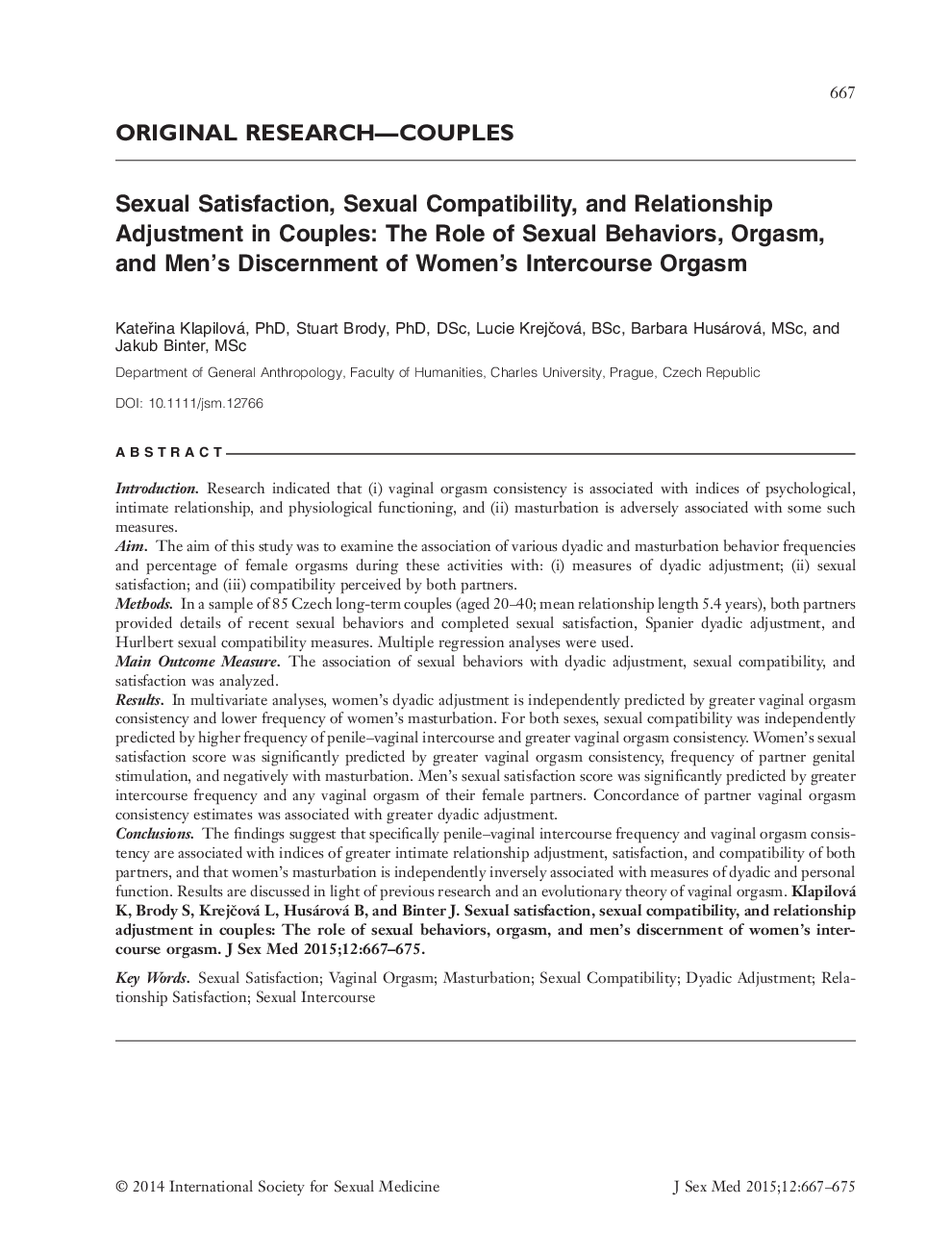 رضایت جنسی، سازگاری جنسی و تعدیل رابطه در زوج ها: نقش رفتارهای جنسی، ارگاسم و تشخیص مردان از ارگاسم رابطه جنسی زن 