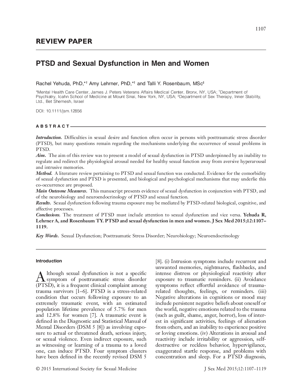 PTSD and Sexual Dysfunction in Men and Women 