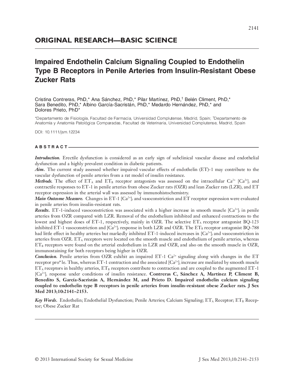 Impaired Endothelin Calcium Signaling Coupled to Endothelin Type B Receptors in Penile Arteries from Insulin-Resistant Obese Zucker Rats