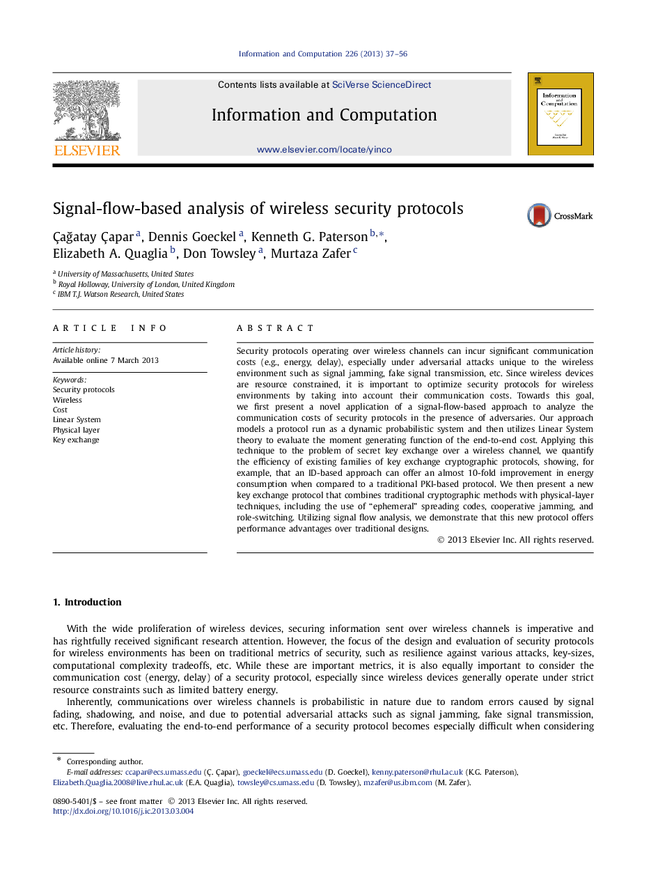 Signal-flow-based analysis of wireless security protocols