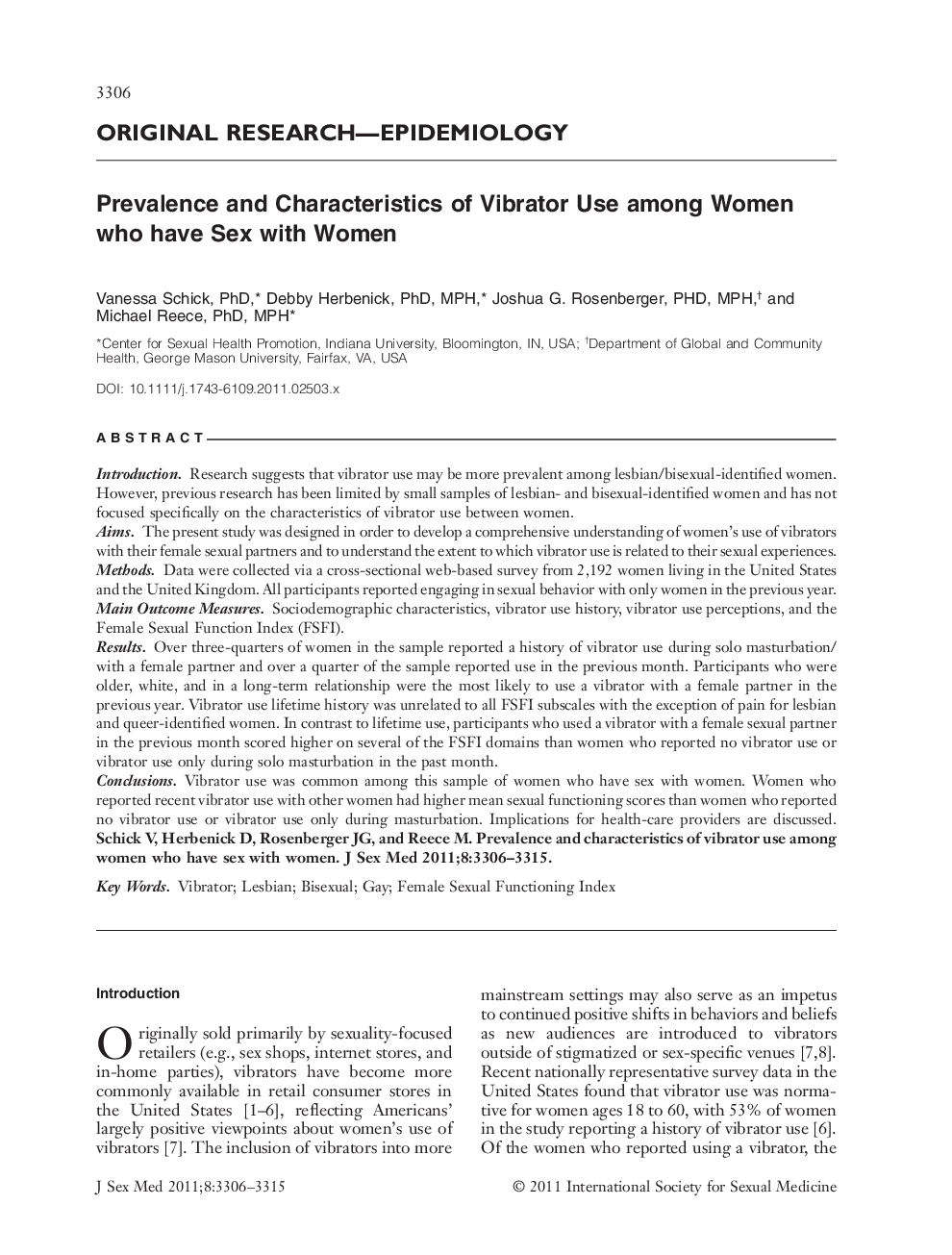 Prevalence and Characteristics of Vibrator Use among Women who have Sex with Women