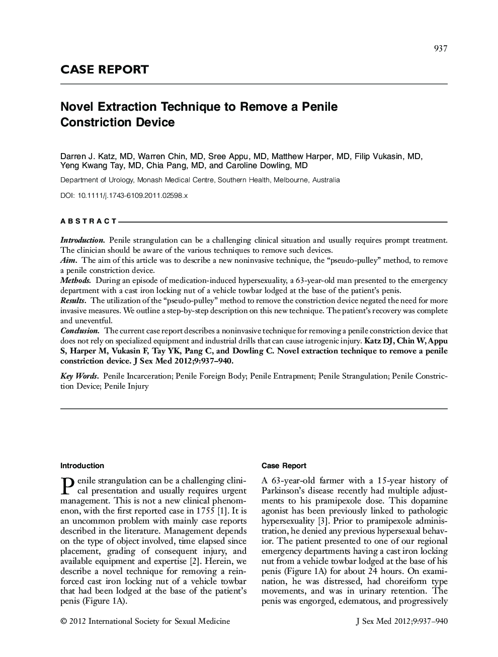 Novel Extraction Technique to Remove a Penile Constriction Device