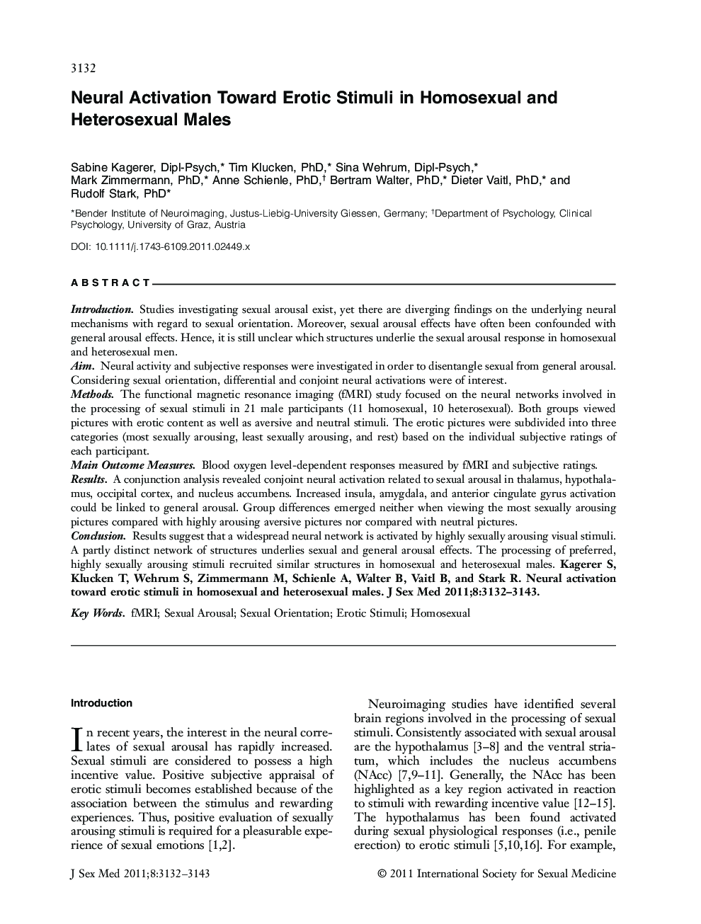 Neural Activation Toward Erotic Stimuli in Homosexual and Heterosexual Males