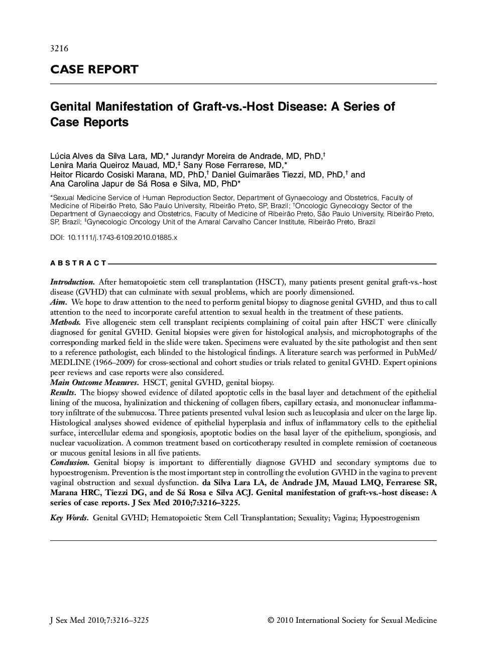 Genital Manifestation of Graft-vs.-Host Disease: A Series of Case Reports