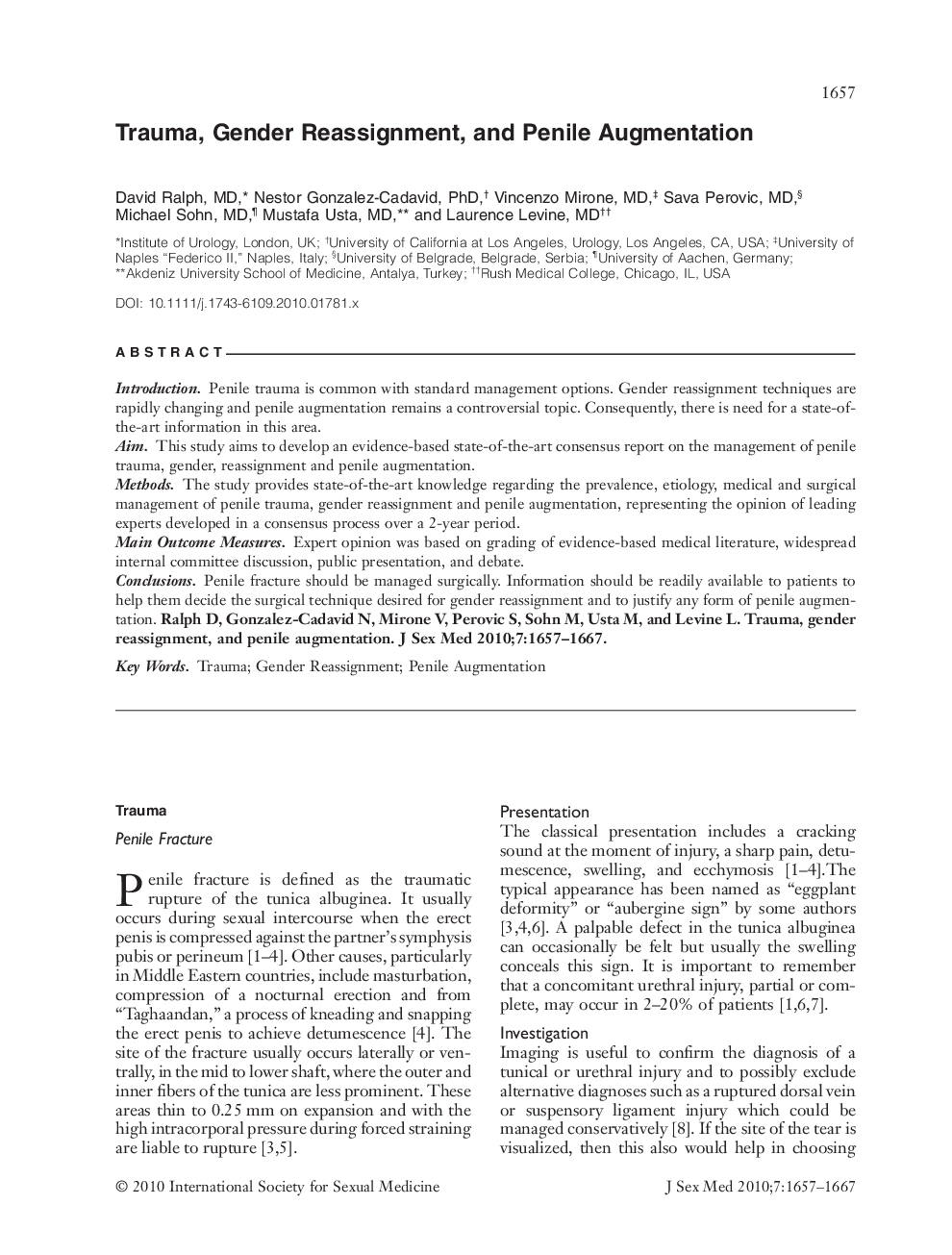 Trauma, Gender Reassignment, and Penile Augmentation