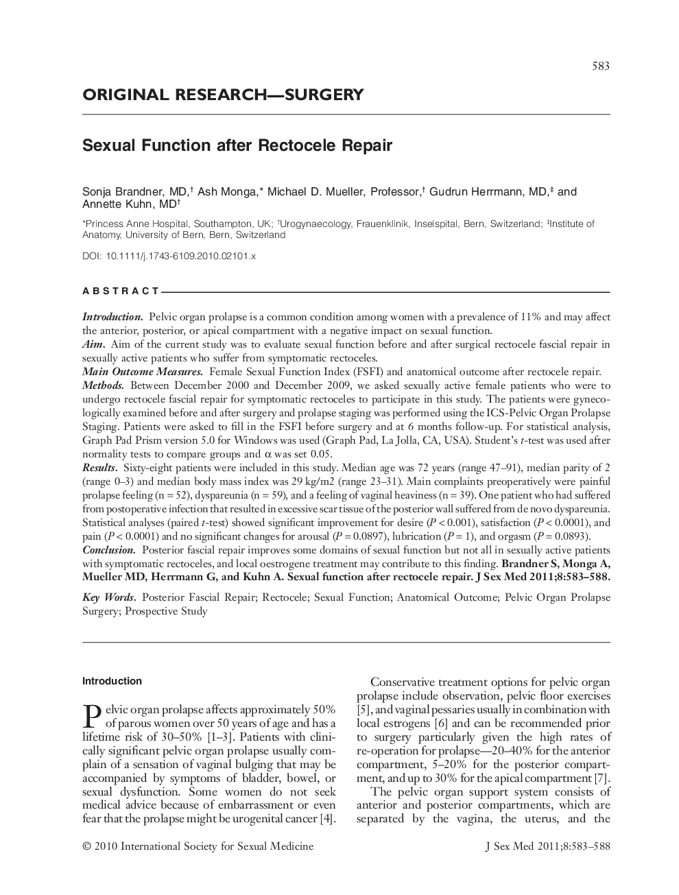 Sexual Function after Rectocele Repair