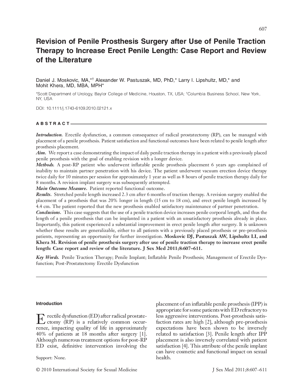 Revision of Penile Prosthesis Surgery after Use of Penile Traction Therapy to Increase Erect Penile Length: Case Report and Review of the Literature