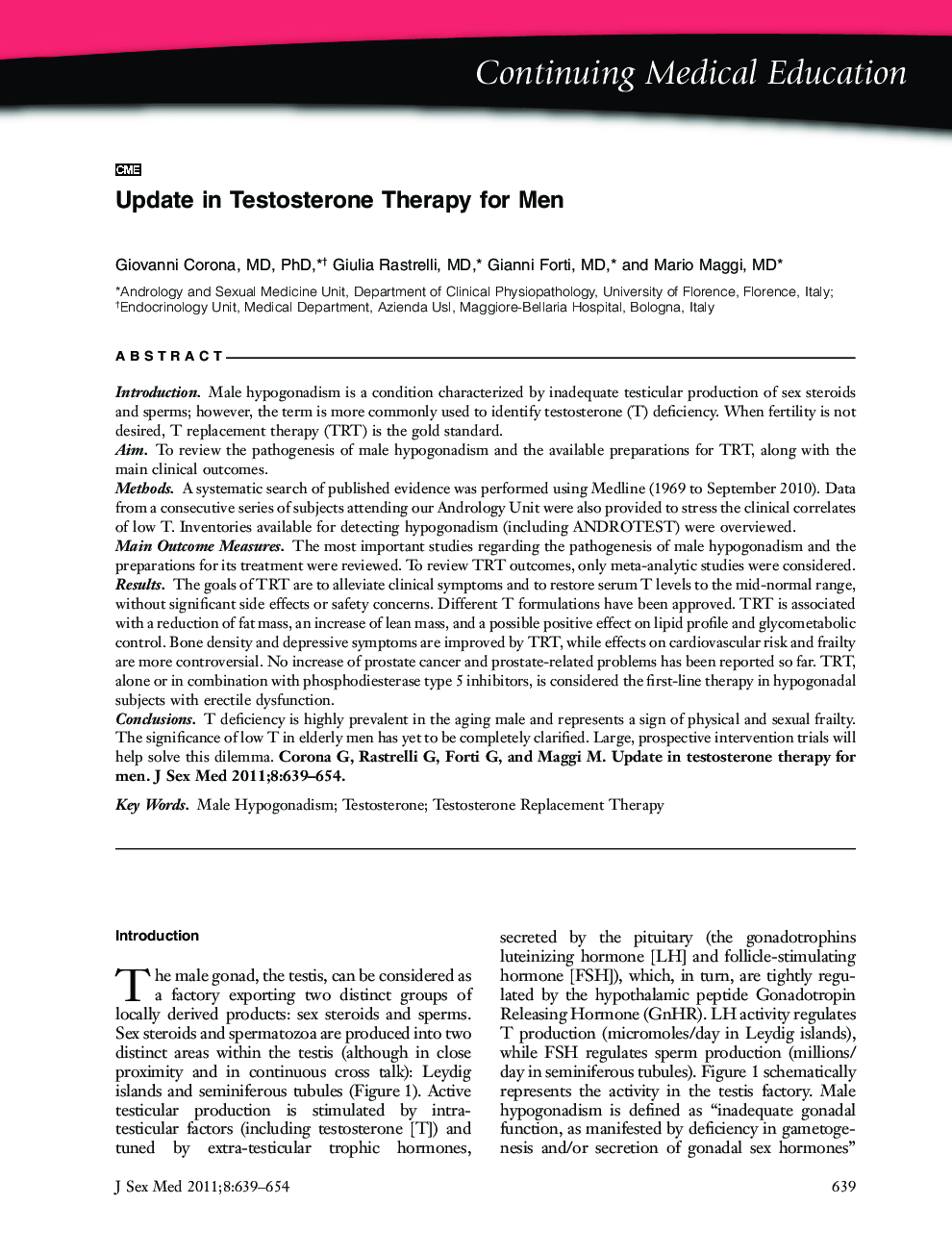 Update in Testosterone Therapy for Men (CME)