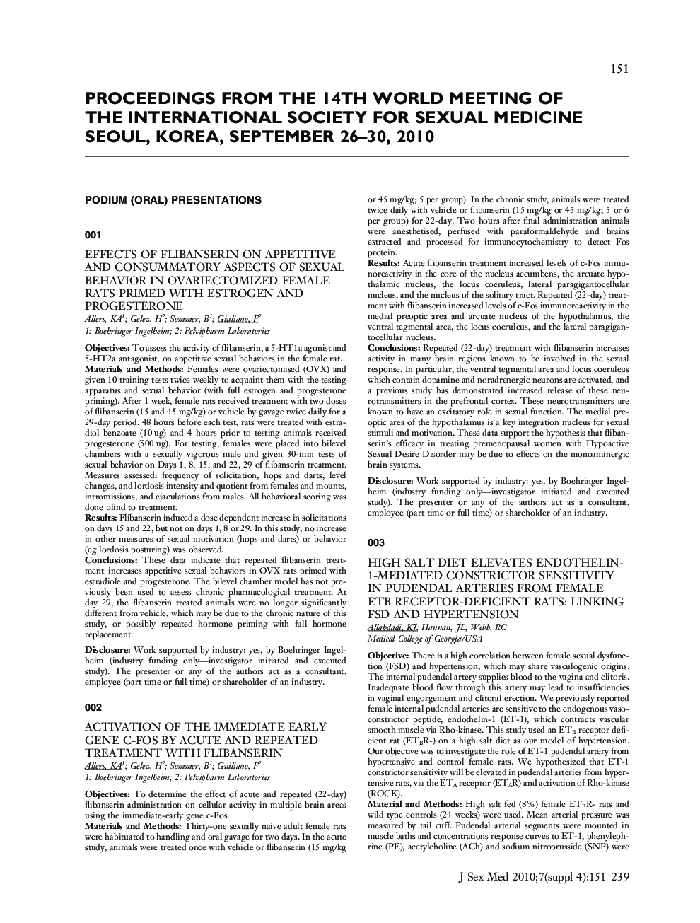 PODIUM (ORAL) PRESENTATIONS