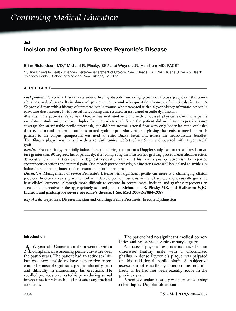 Continuing Medical Education: Incision and Grafting for Severe Peyronie's Disease (CME)