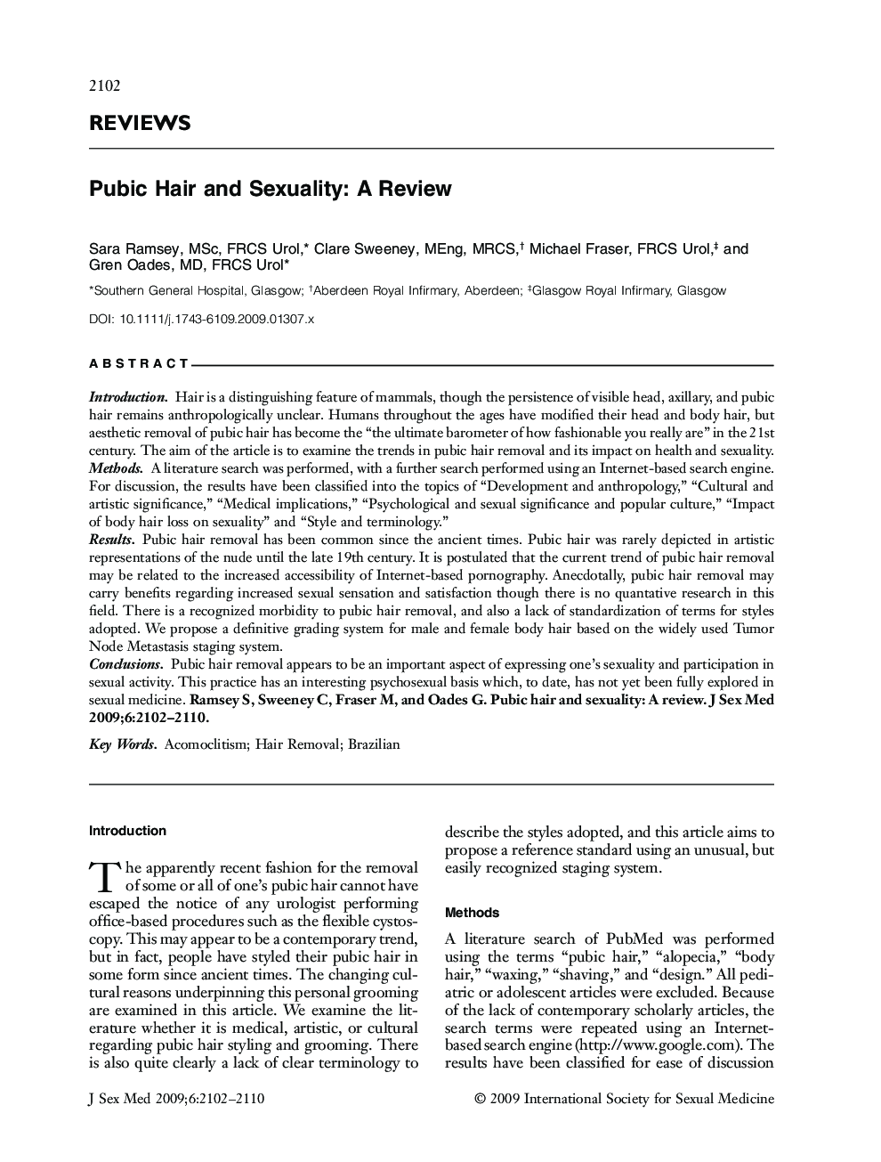 Pubic Hair and Sexuality: A Review