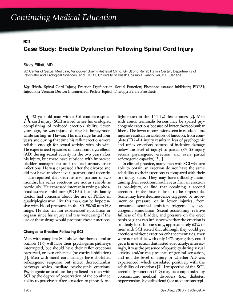 Case Study: Erectile Dysfunction Following Spinal Cord Injury (CME)