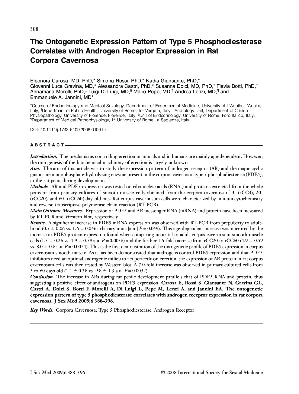 The Ontogenetic Expression Pattern of Type 5 Phosphodiesterase Correlates with Androgen Receptor Expression in Rat Corpora Cavernosa