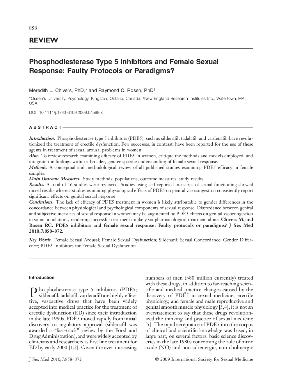 Phosphodiesterase Type 5 Inhibitors and Female Sexual Response: Faulty Protocols or Paradigms?
