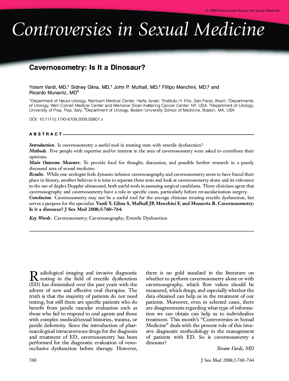 Cavernosometry: Is It a Dinosaur?