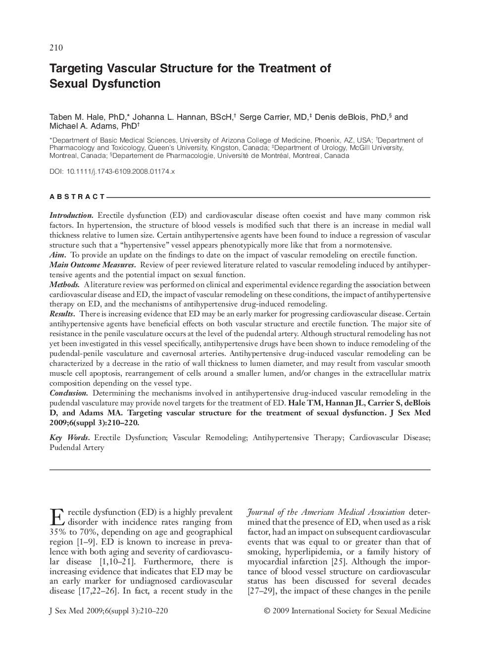 Targeting Vascular Structure for the Treatment of Sexual Dysfunction