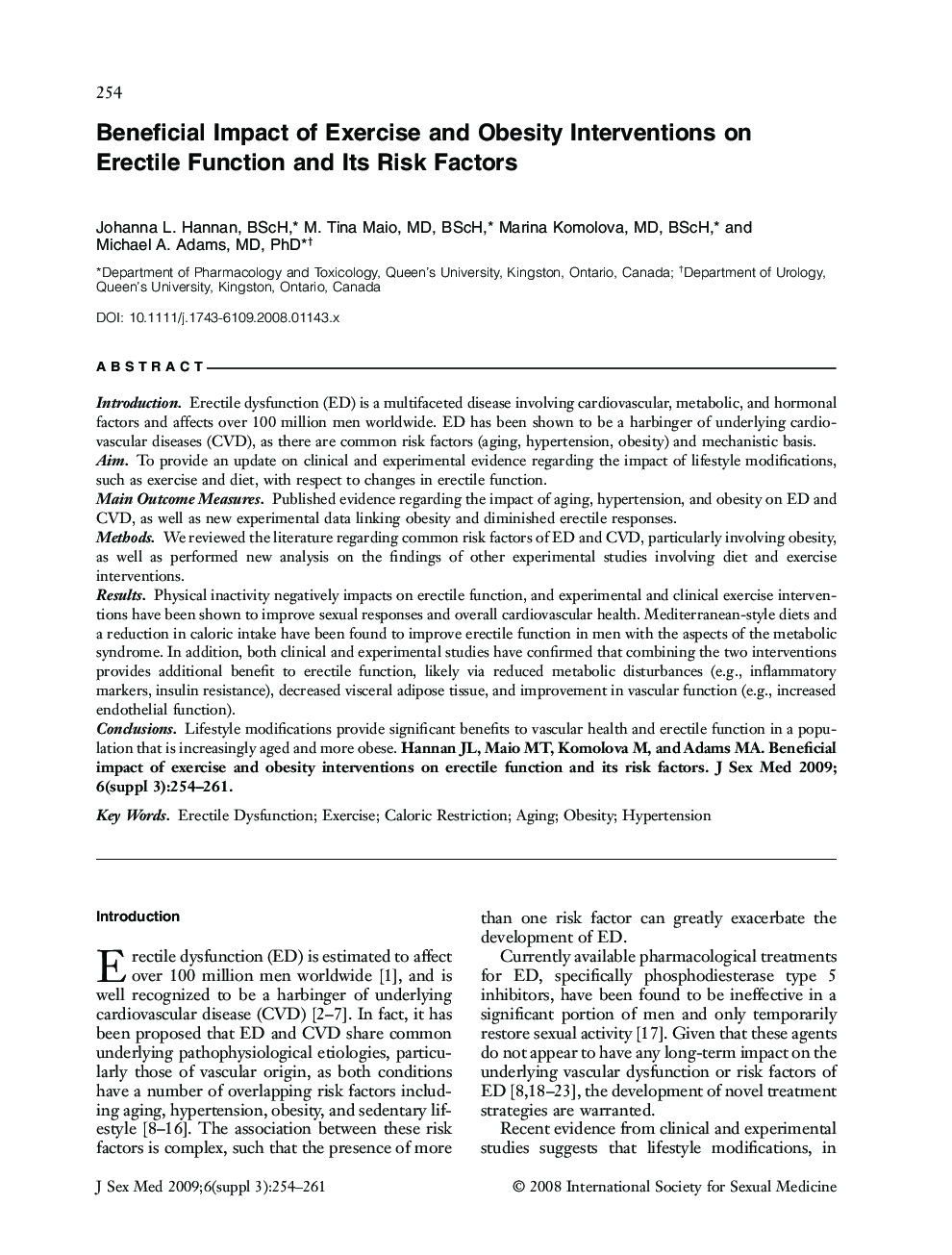 عکس صفحه اول مقاله: Beneficial Impact of Exercise and Obesity Interventions on Erectile Function and Its Risk Factors Beneficial Impact of Exercise and Obesity Interventions on Erectile Function and Its Risk Factors