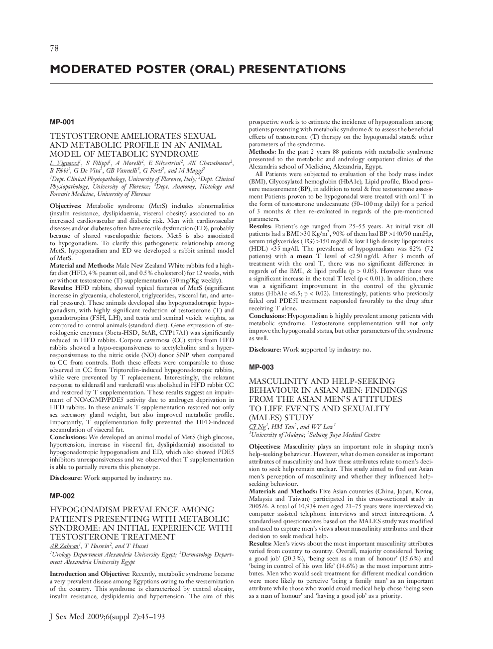 MODERATED POSTER (ORAL) PRESENTATIONS