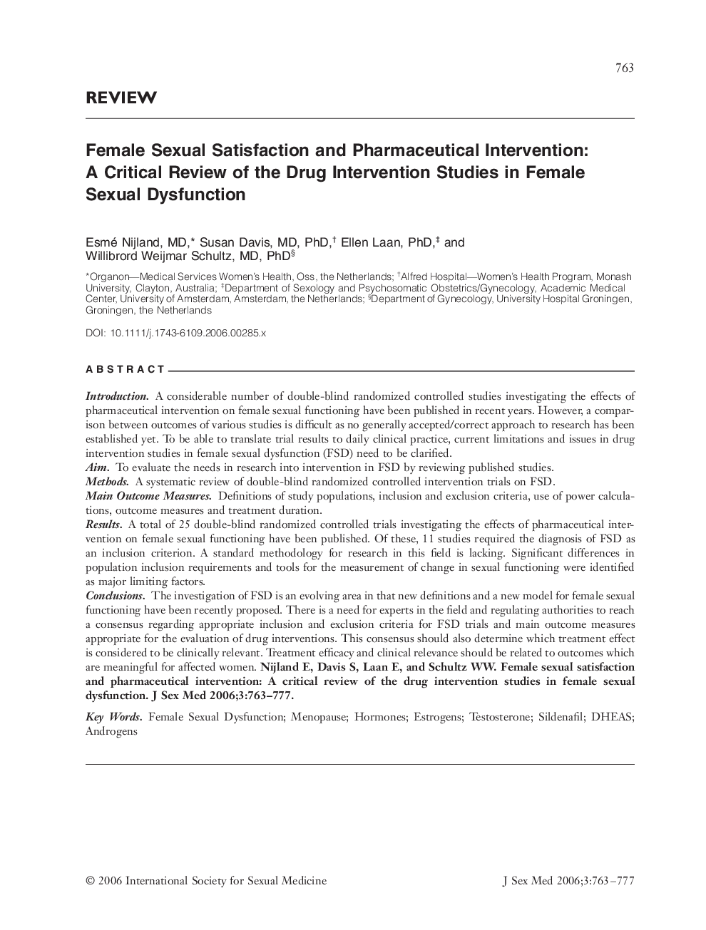 REVIEW: Female Sexual Satisfaction and Pharmaceutical Intervention: A Critical Review of the Drug Intervention Studies in Female Sexual Dysfunction