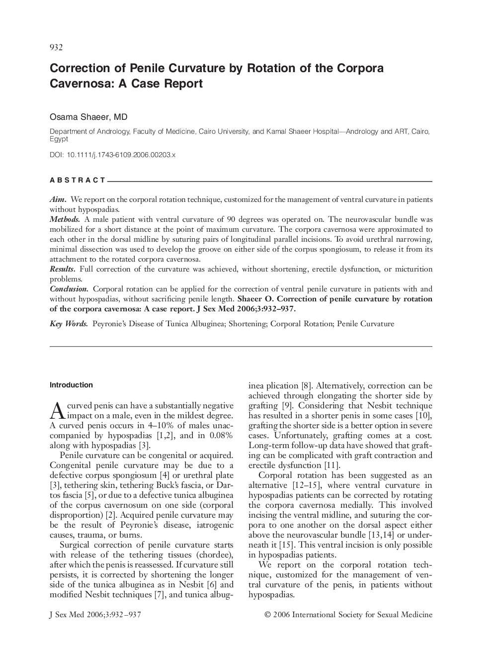 Correction of Penile Curvature by Rotation of the Corpora Cavernosa: A Case Report