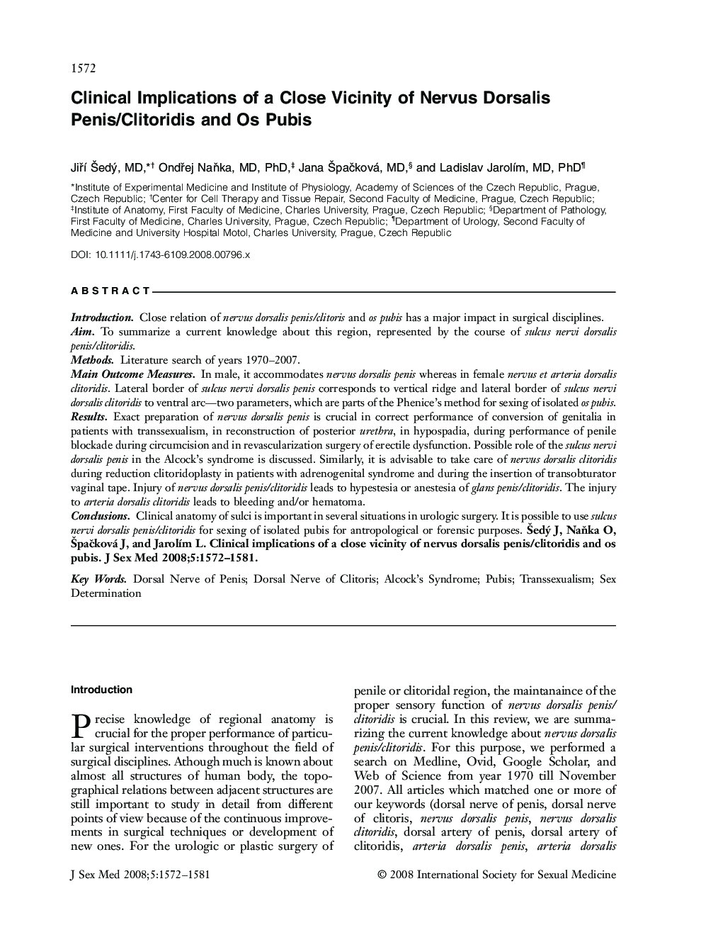 Clinical Implications of a Close Vicinity of Nervus Dorsalis Penis/Clitoridis and Os Pubis