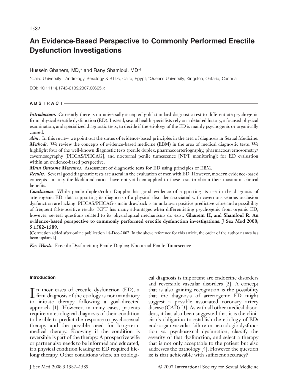 عکس صفحه اول مقاله: An Evidence-Based Perspective to Commonly Performed Erectile Dysfunction Investigations An Evidence-Based Perspective to Commonly Performed Erectile Dysfunction Investigations