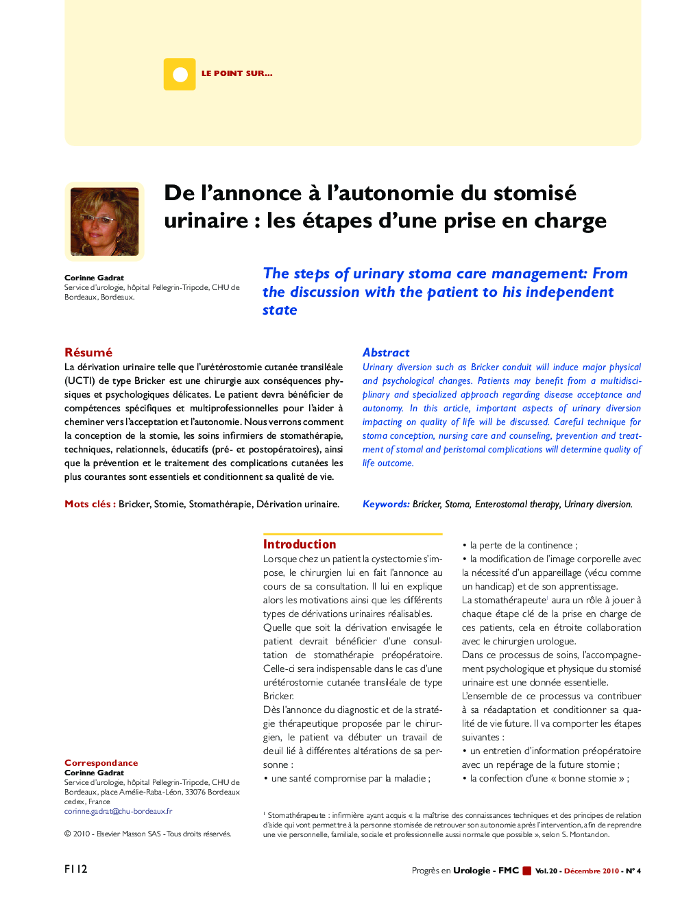 De l’annonce à l’autonomie du stomisé urinaire : les étapes d’une prise en charge