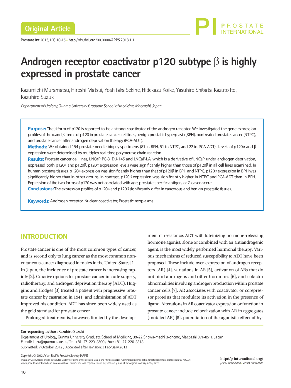 Androgen receptor coactivator p120 subtype β is highly expressed in prostate cancer 