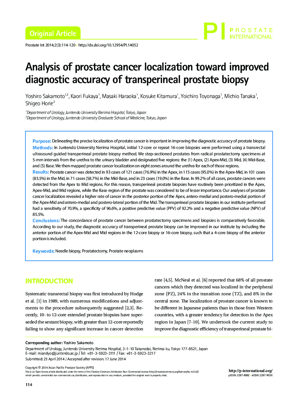 Analysis of prostate cancer localization toward improved diagnostic accuracy of transperineal prostate biopsy 