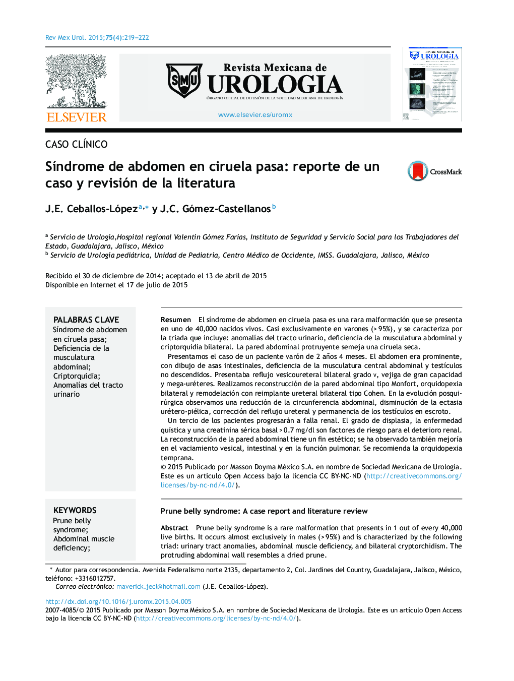 Síndrome de abdomen en ciruela pasa: reporte de un caso y revisión de la literatura