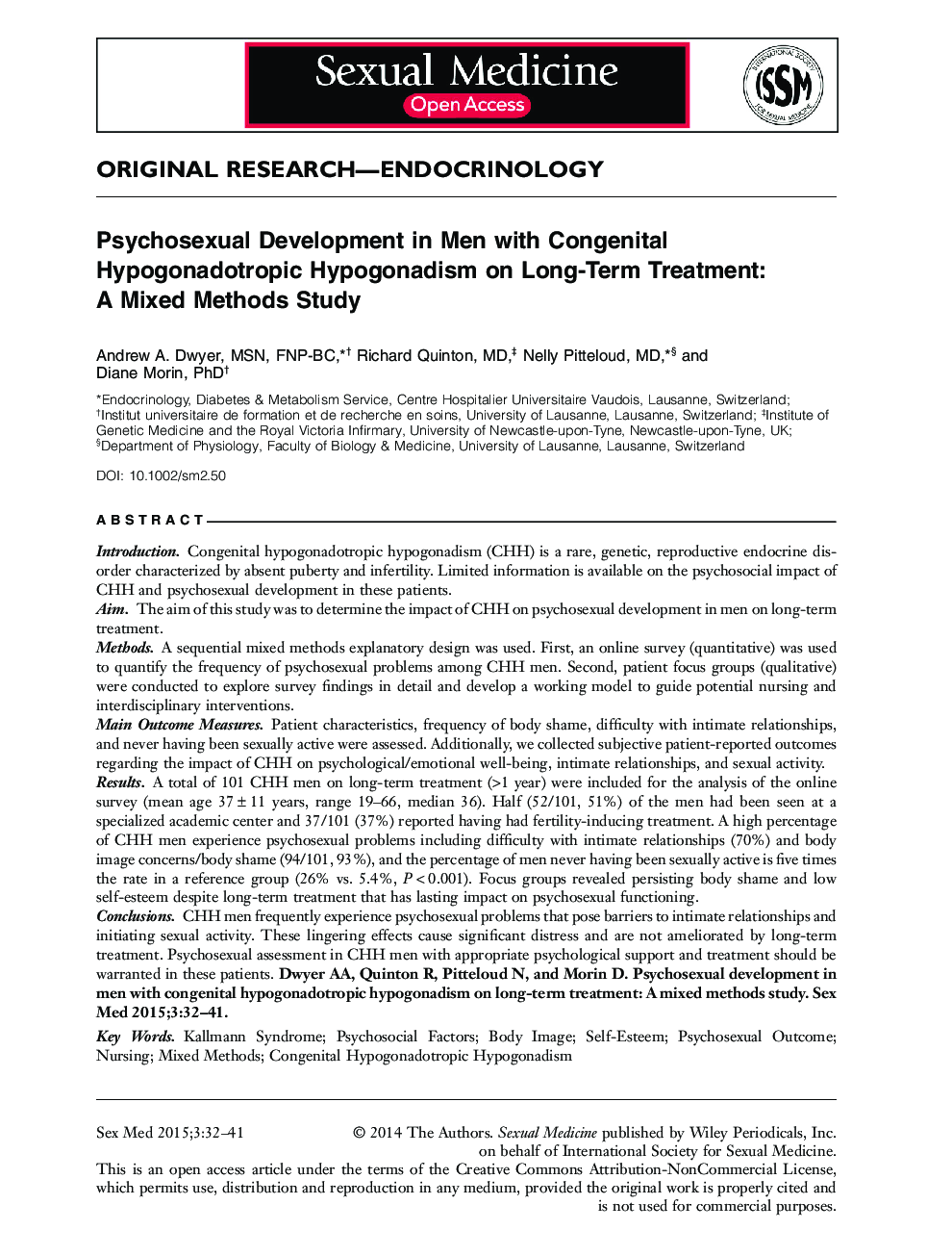 توسعه روانشناختی در مردان مبتلا به هیپوگنادیسم هیپوگنادوتروپ مادرزادی در درمان طولانی مدت: مطالعه روش های ترکیبی 