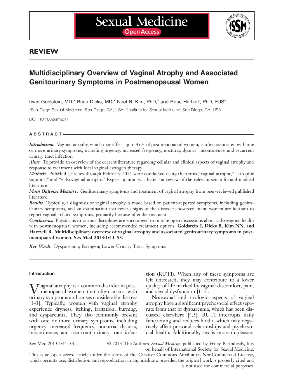 Multidisciplinary Overview of Vaginal Atrophy and Associated Genitourinary Symptoms in Postmenopausal Women 