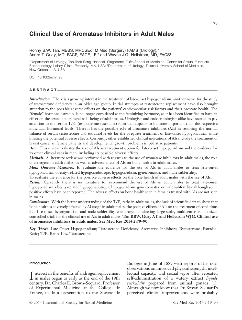 Clinical Use of Aromatase Inhibitors in Adult Males