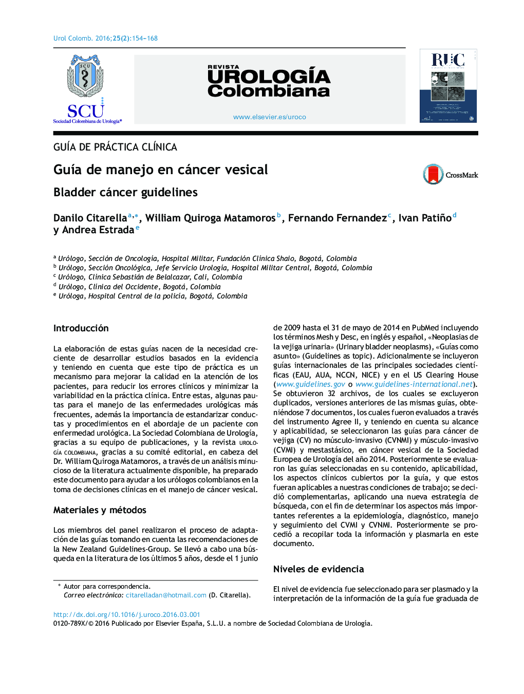GuÃ­a de manejo en cáncer vesical
