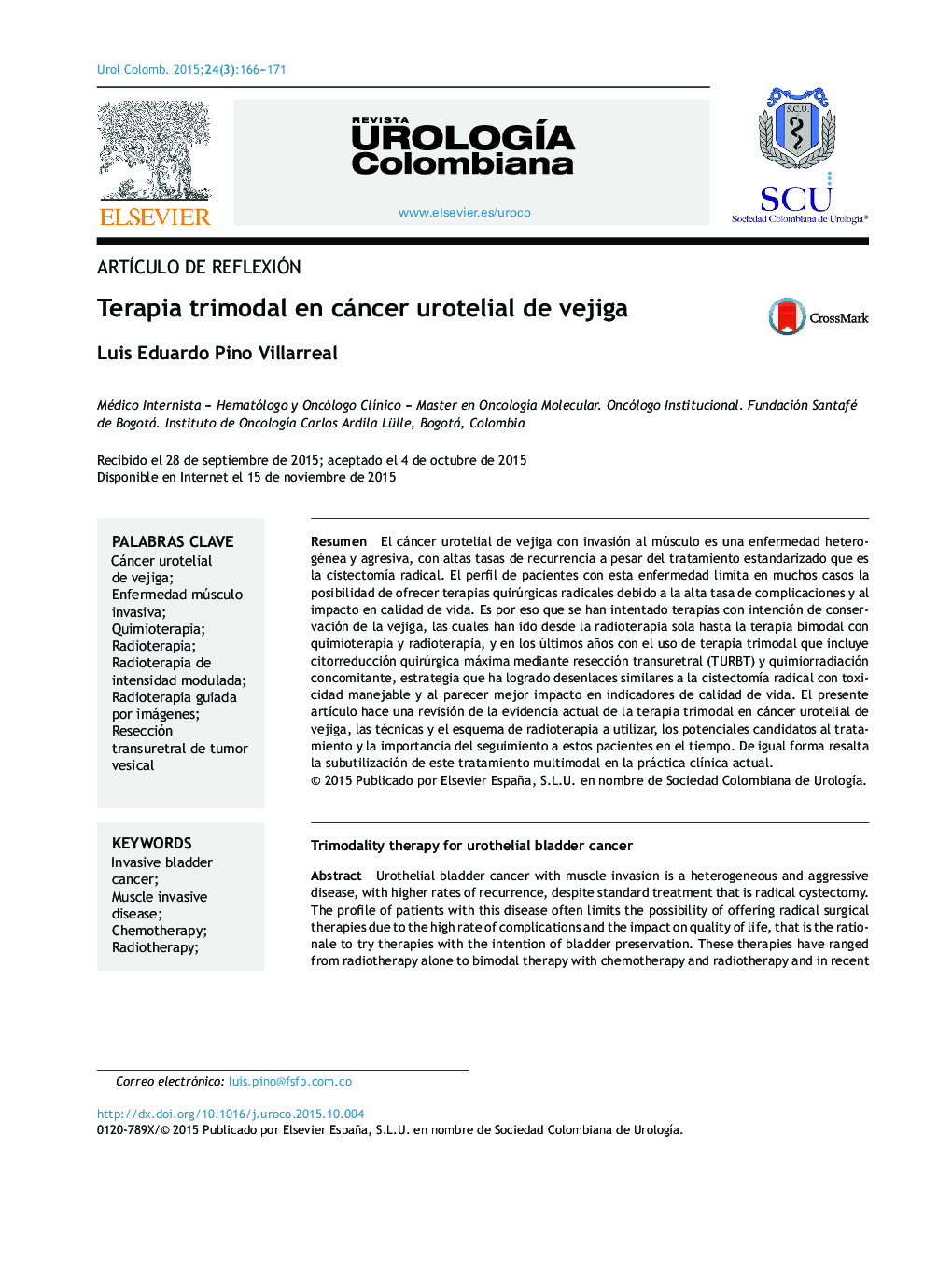 Terapia trimodal en cáncer urotelial de vejiga