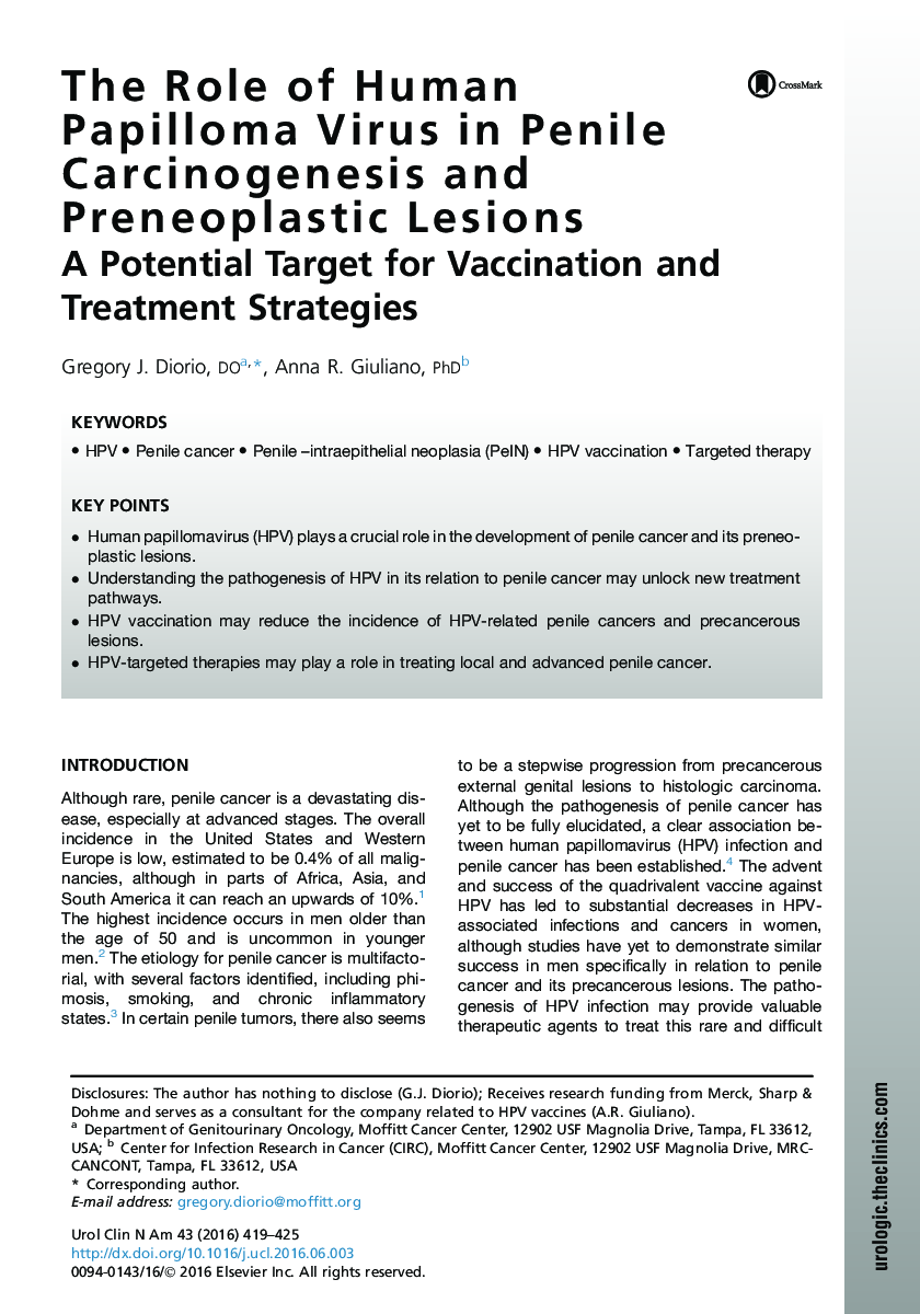 The Role of Human Papilloma Virus in Penile Carcinogenesis and Preneoplastic Lesions
